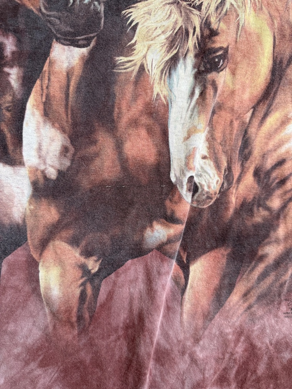 The Mountain Wild Horses Tie Dye T Shirt 2XL Red Graphic Tee - Picture 6 of 8